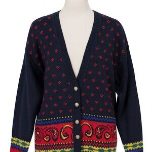 Norton McNaughton Petites Sweater Vintage Size Medium V Neck Button Down 90s